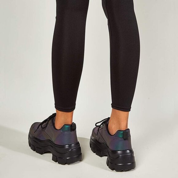 Women Charcoal Platform Fuchsia Hologram Casual Lace-Up Sneakers - Picture 7 of 7